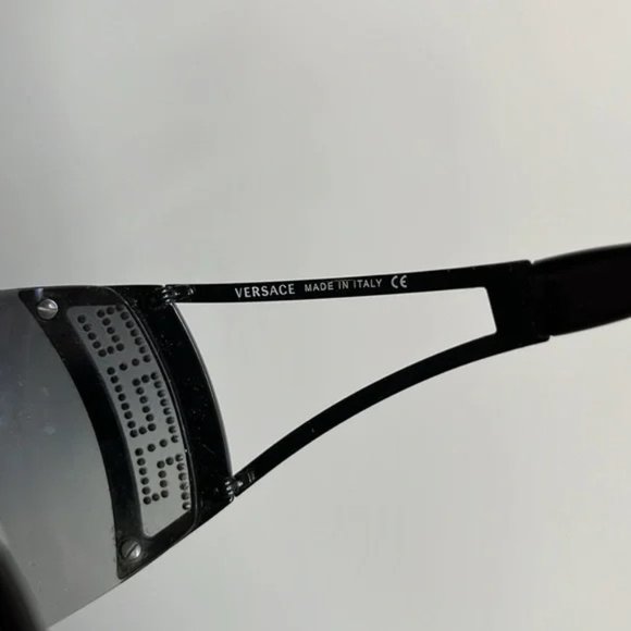 Versace 2058-B Black Rhinestone Cutout Shield Sunglasses main image 4